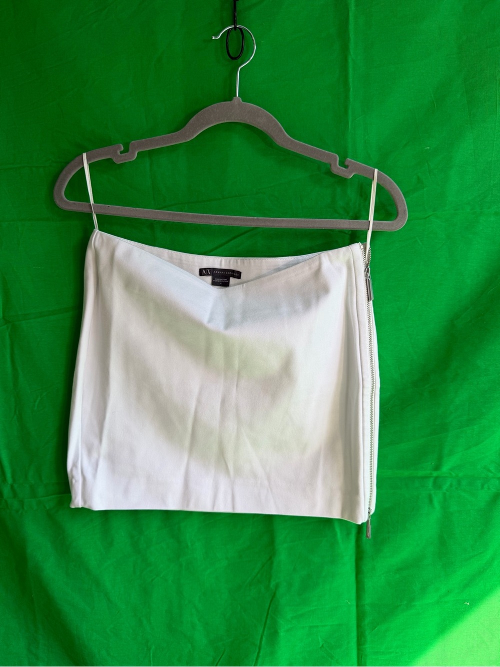 Armani Exchange White Mini Skirt with Side Zip Detail